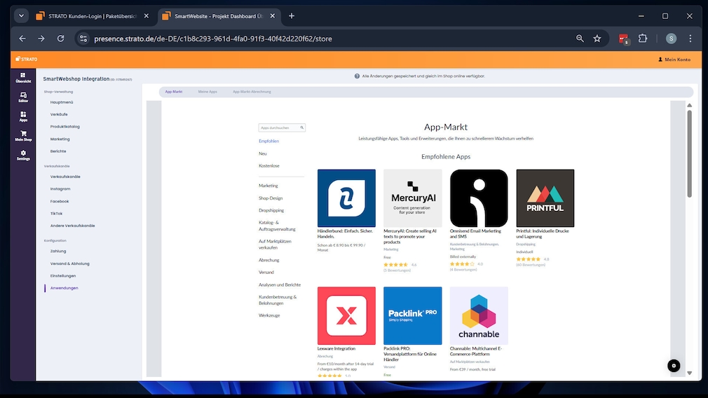 strato domain webspace