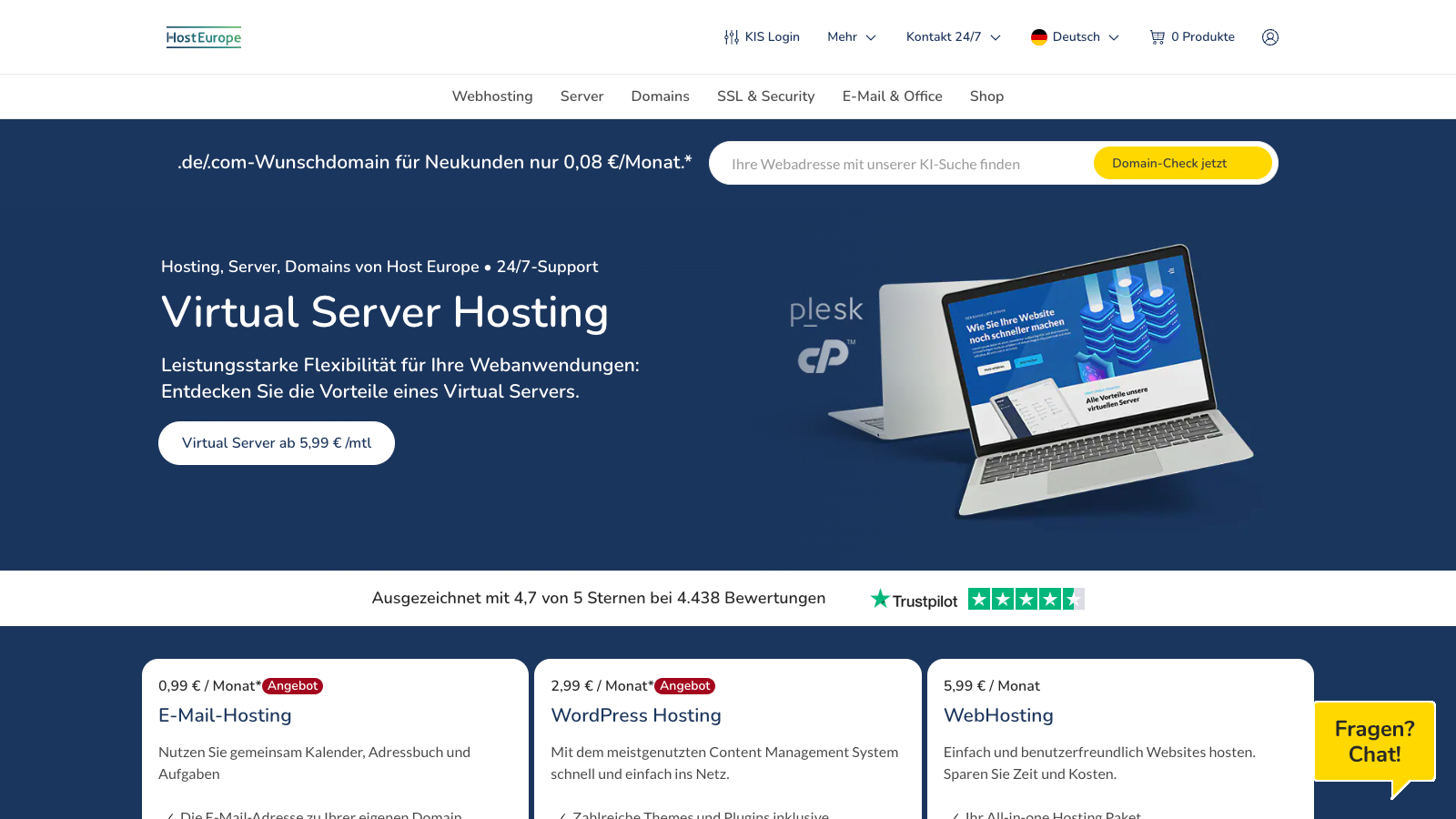 webhosting host europe