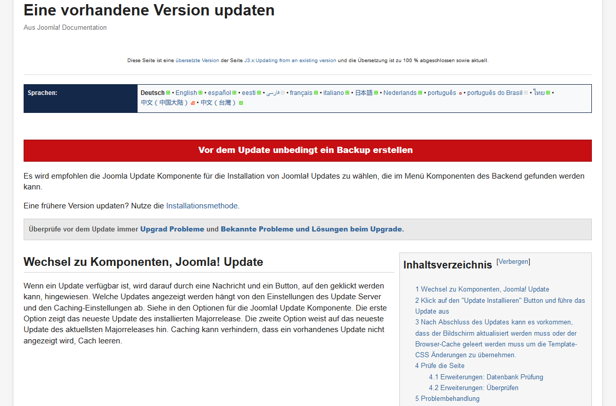 joomla update 3 auf 4