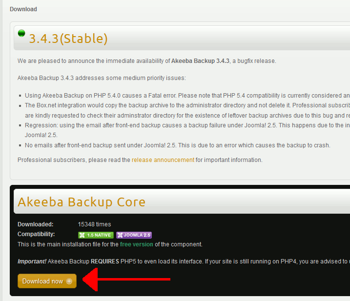 akeeba backup joomla
