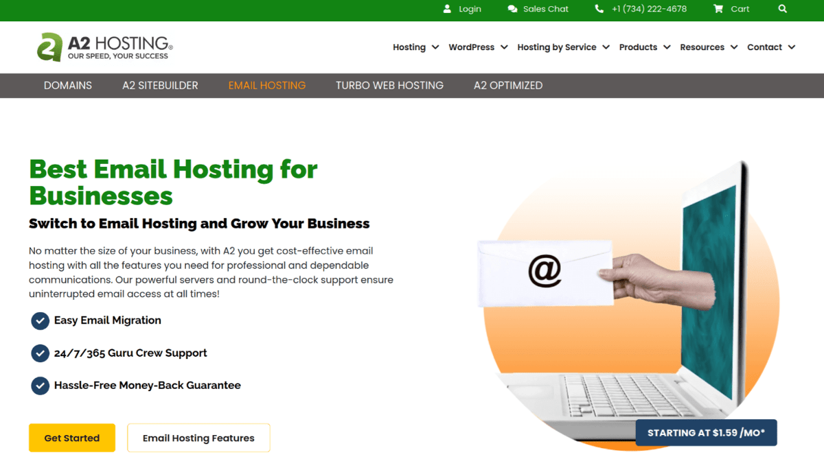 a2 hosting email