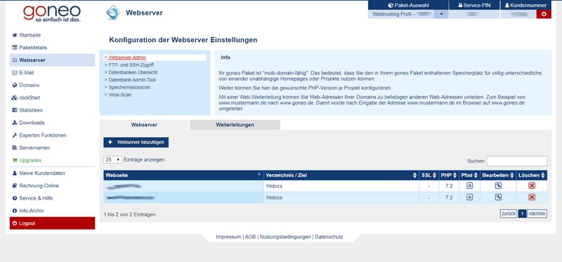 goneo webspace